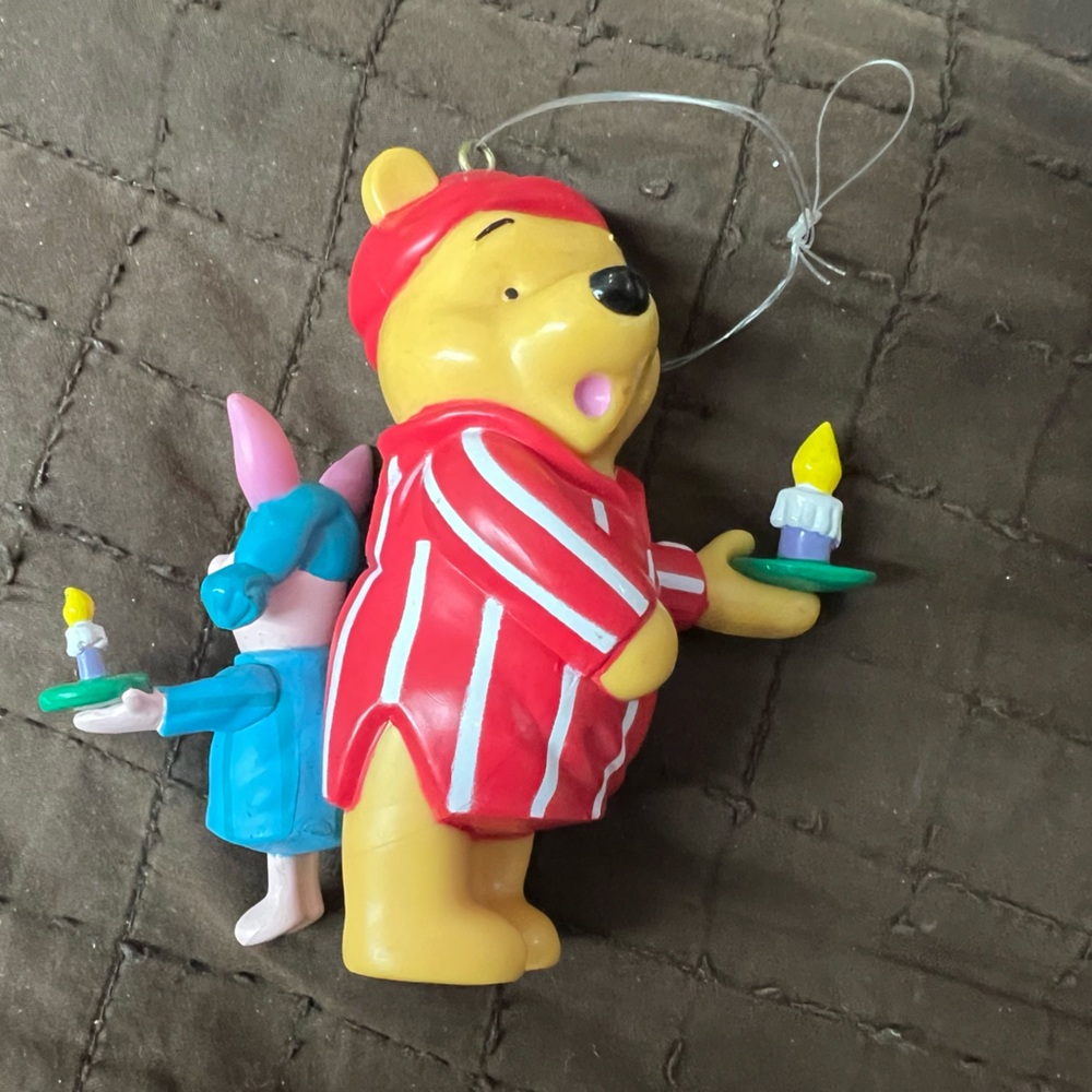 Winnie The Pooh Hard Plastic Ornaments - Pooh & Piglet PJs